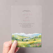 Wildblumen Feld und Berge Rustikale Hochzeit Acryleinladungen (Insitu (Handheld))