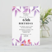 Wildblumen Feminine 65. Geburtstagsparty Delikat Einladung (Stehend Vorderseite)