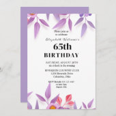 Wildblumen Feminine 65. Geburtstagsparty Delikat Einladung (Vorne/Hinten)