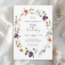 Wildblumen Feminine Floral 70. Geburtstagsparty