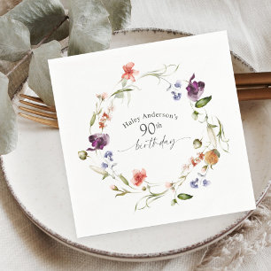 Wildblumen Feminine Floral 90. Geburtstagsparty Serviette