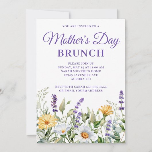 Wildblumen Festessen an der Wasserfarbengrenze Einladung (Vorderseite)