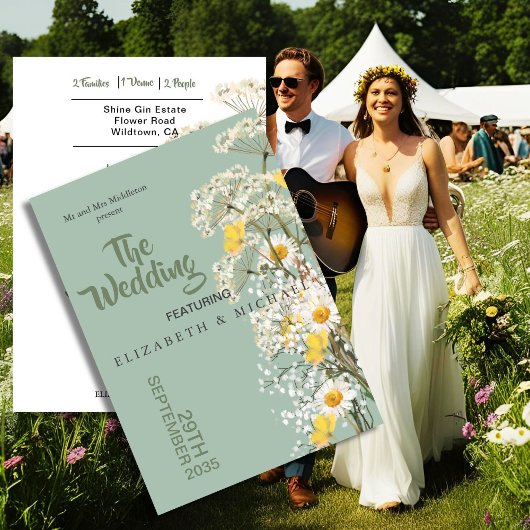 Wildblumen Festival Thema Blumenzettel Hochzeit Einladung
