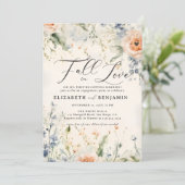 Wildblumen Fête Romantic Fall Engagement Party Einladung (Stehend Vorderseite)