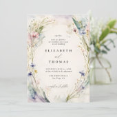 Wildblumen Fête Romantik Ecru Hochzeit Einladung (Stehend Vorderseite)