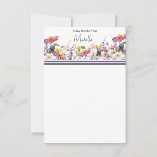 Wildblumen Flat Dankeschön Karte (Vorderseite)