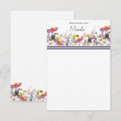 Wildblumen Flat Dankeschön Karte (Vorne/Hinten)