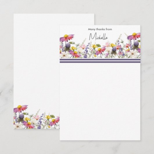 Wildblumen Flat Dankeschön Karte (Vorne/Hinten)