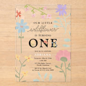 Wildblumen Flora Erster Geburtstag Acryleinladungen (Vorderseite)