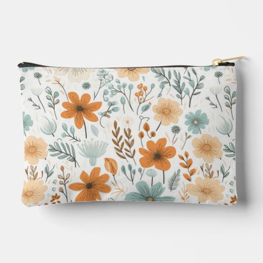 Wildblumen Floral Boho Muster Name Zubehörtasche (Rückseite)