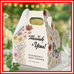 Wildblumen Floral   Boho Schmetterling Danke Geschenkschachtel