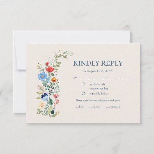 Wildblumen Floral Boho Wedding RSVP (Vorderseite)