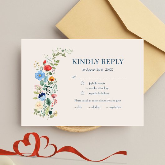 Wildblumen Floral Boho Wedding RSVP Karte