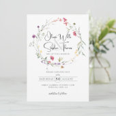 Wildblumen Floral Botanisch Save the Date Lila Einladung (Stehend Vorderseite)