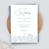Wildblumen Floral Elegant Dusty Blue Wedding Einladung