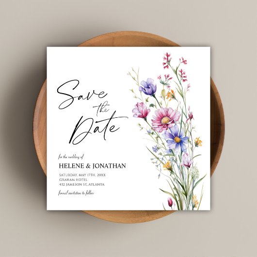 Wildblumen Floral Elegant Hochzeit Save the Date