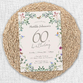 Wildblumen Floral Modern 60. Geburtstagsparty Einladung