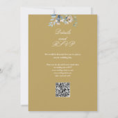 Wildblumen Floral QR Code Gold Hochzeit Einladung (Rückseite)