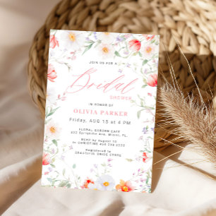 Wildblumen floral roséfarben chic Brautparty Einladung