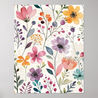 Wildblumen Floral Whimsisches Muster Poster
