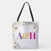 Wildblumen Florale Botanische, Monogramm editierba Tasche (Vorderseite)