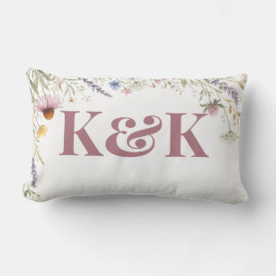 Wildblumen Florale Botanische Monogramm Editierbar Kissen Für Draußen