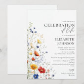 Wildblumen Florale Feier des Lebens Beerdigung Einladung (Vorne/Hinten)