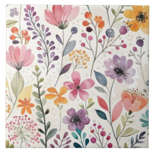 Wildblumen florales fantastisches Muster Fliese