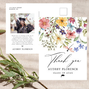Wildblumen Florales Foto Abschluss Danke Postkarte