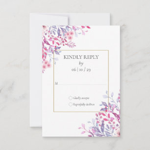 Wildblumen Florales Gold Geometrische Hochzeit RSVP Karte
