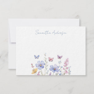 Wildblumen-Florales Personalisiertes Flachnotizkar Mitteilungskarte