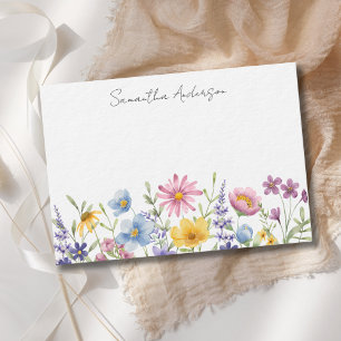 Wildblumen-Florales personalisiertes Flachnotizkar Mitteilungskarte