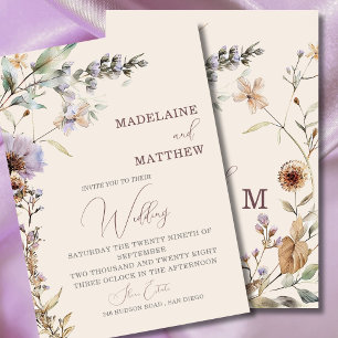 Wildblumen Florenz Moderne Elegante Hochzeit Einladung
