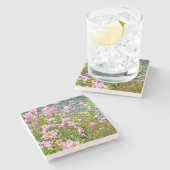 Wildblumen, Fluss, Rosa, Blumen Steinuntersetzer (Seitenansicht)