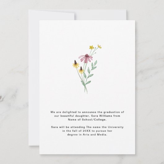 Wildblumen Foto Abschluss Ankündigung (Rückseite)