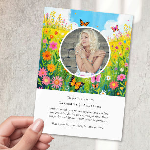 Wildblumen-Foto-Beileidsfeier Trauerfeier Gedenken Dankeskarte