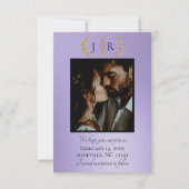 Wildblumen, Foto & Blatt-Monogramm - Blaue Flieder Save The Date (Rückseite)