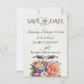Wildblumen, Foto & Blatt-Monogramm - Creme Save The Date (Vorderseite)