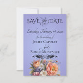 Wildblumen, Foto & Blatt-Monogramm - Himmelblau Save The Date (Vorderseite)