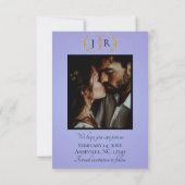 Wildblumen, Foto & Blatt-Monogramm - Himmelblau Save The Date (Rückseite)