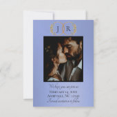 Wildblumen, Foto & Blatt-Monogramm - Himmelblau Save The Date (Rückseite)