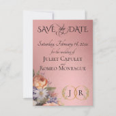 Wildblumen, Foto & Blatt-Monogramm - Roségold Save The Date (Vorderseite)