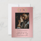 Wildblumen, Foto & Blatt-Monogramm - Roségold Save The Date (Rückseite)