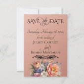 Wildblumen, Foto & Blatt-Monogramm - Roségold Save The Date (Vorderseite)