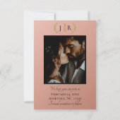Wildblumen, Foto & Blatt-Monogramm - Roségold Save The Date (Rückseite)