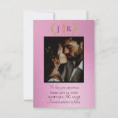 Wildblumen, Foto & Blatt-Monogramm - Rosenpink Save The Date (Rückseite)