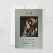 Wildblumen, Foto & Blatt-Monogramm - Salbei Save The Date (Rückseite)