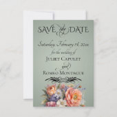 Wildblumen, Foto & Blatt-Monogramm - Salbei Save The Date (Vorderseite)