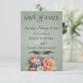 Wildblumen, Foto & Blatt-Monogramm - Salbei Save The Date (Stehend Vorderseite)