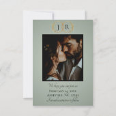 Wildblumen, Foto & Blatt-Monogramm - Salbei Save The Date (Rückseite)